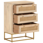 Vetonek Commode en bois de manguier massif et fer 55x30x76 cm
