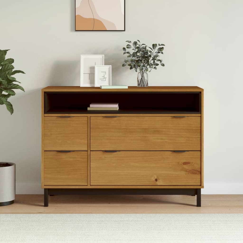 Commode flam bois de pin massif 110x40x80 cm v1815 Vetonek