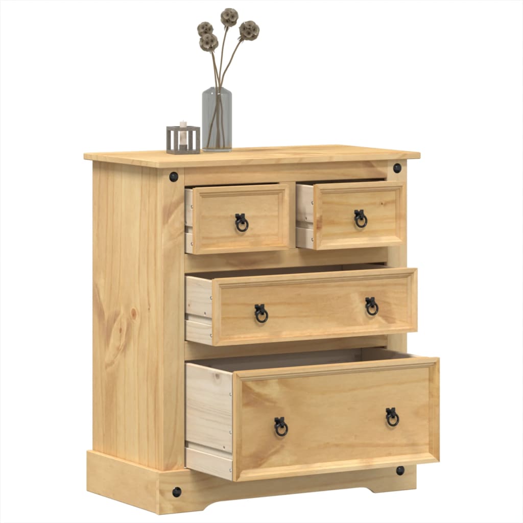 Commode couronne bois de pin massif 80x43x91 cm v9102 Vetonek