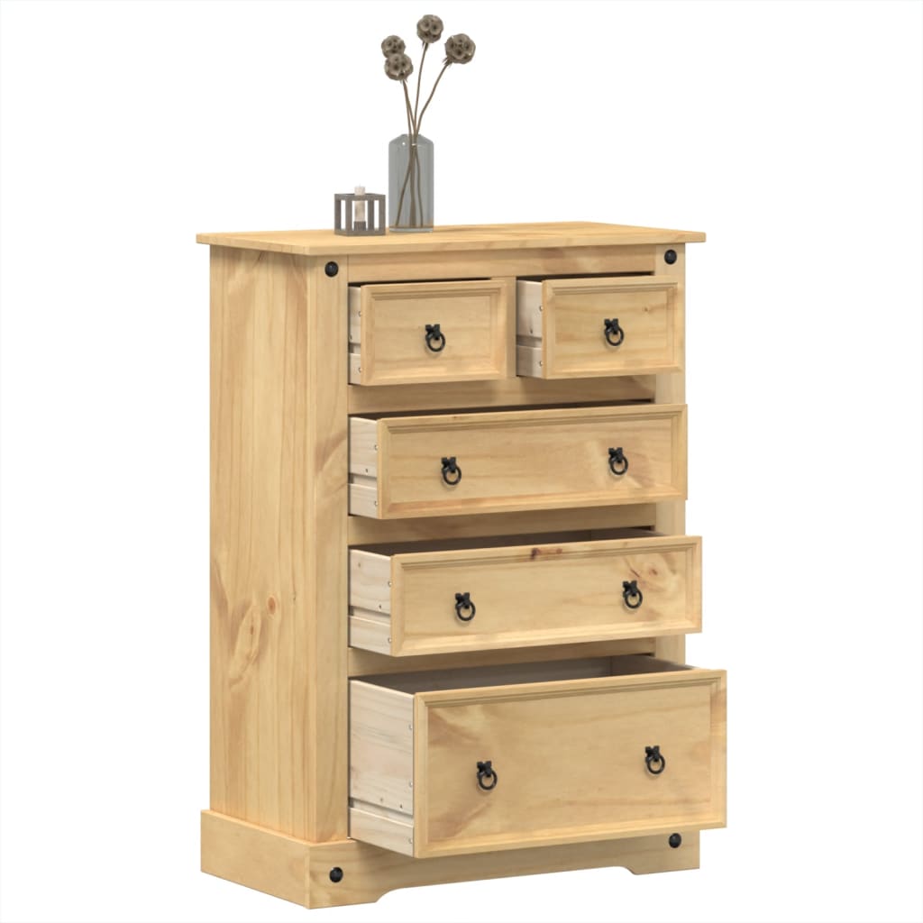 Commode couronne bois de pin massif 80x43x114 cm v9119 Vetonek