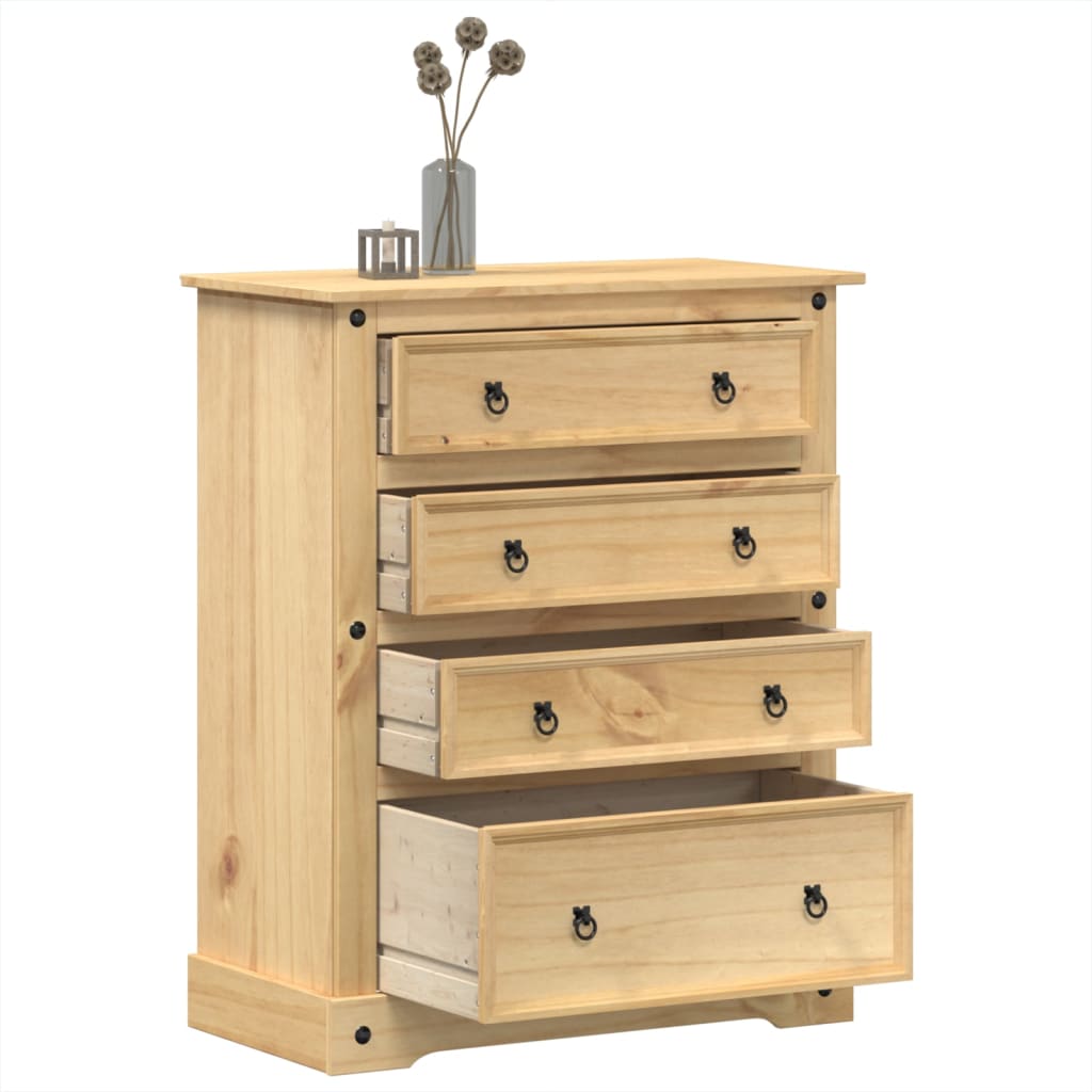 Commode couronne bois de pin massif 92x48x120 cm v9157 Vetonek