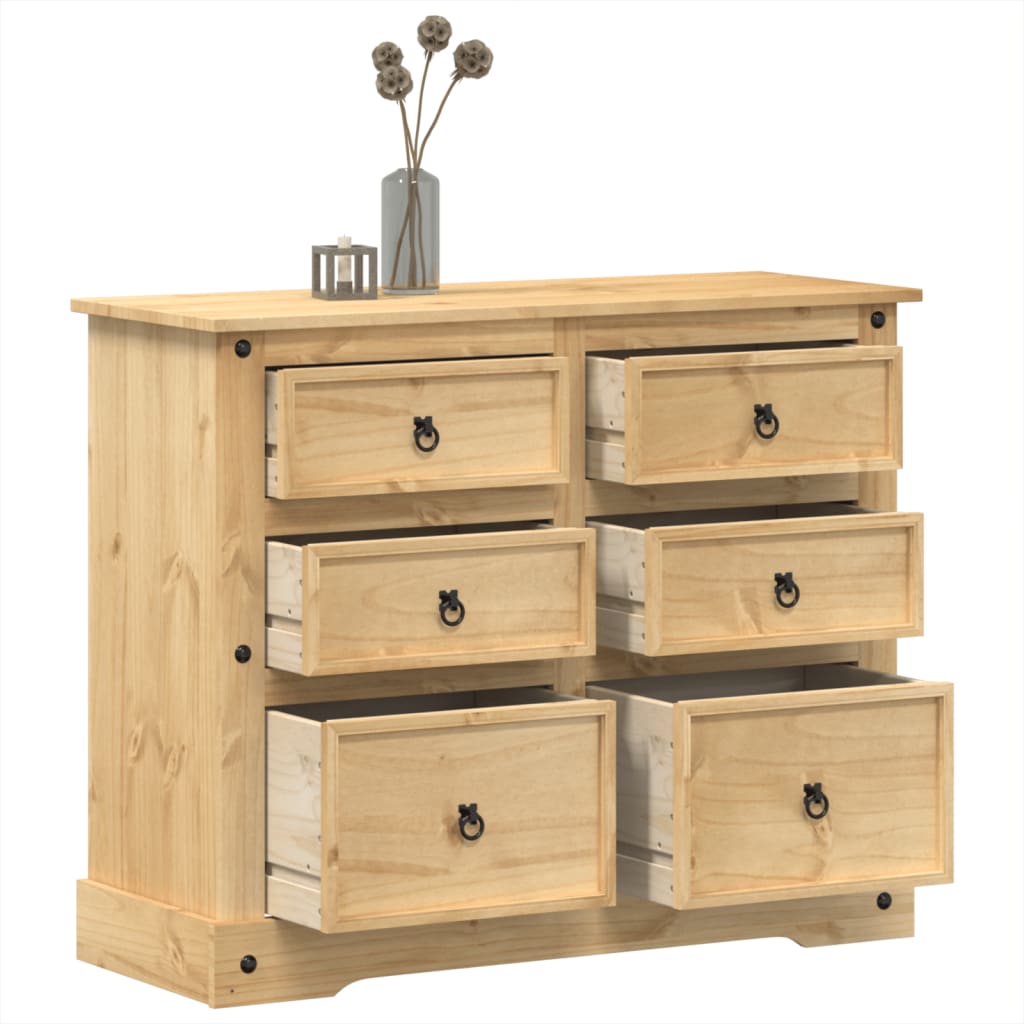 Commode couronne bois de pin massif 110x43x91 cm v9164 Vetonek