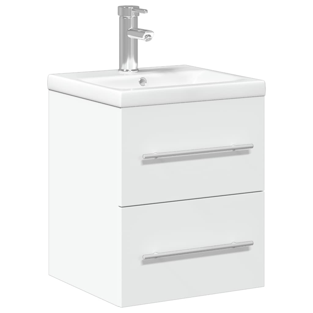 Vetonek Meuble de salle de bain avec lavabo blanc intégré