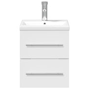 Meuble de salle de bain avec lavabo blanc brillant intégré V5677 Vetonek