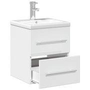 Meuble de salle de bain avec lavabo blanc brillant intégré V5677 Vetonek