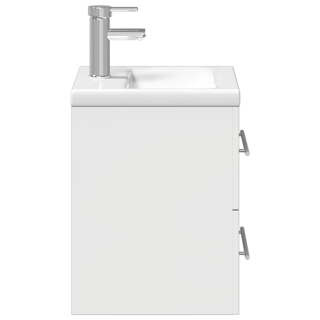 Meuble de salle de bain avec lavabo blanc brillant intégré V5677 Vetonek