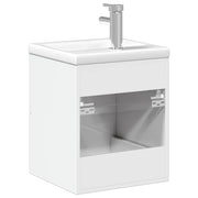Meuble de salle de bain avec lavabo blanc brillant intégré V5677 Vetonek