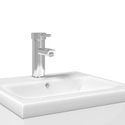Meuble de salle de bain avec lavabo blanc brillant intégré V5677 Vetonek