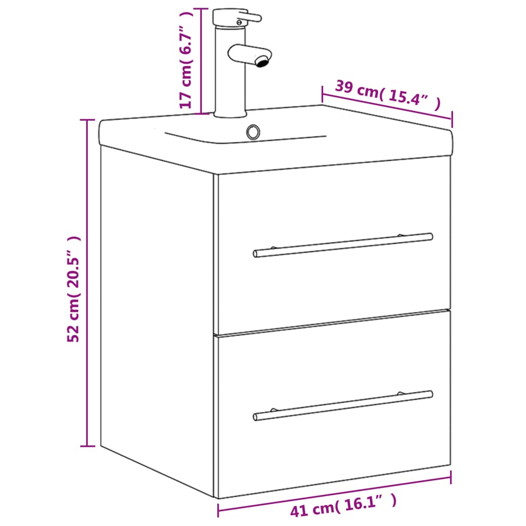 Meuble de salle de bain avec lavabo blanc brillant intégré V5677 Vetonek