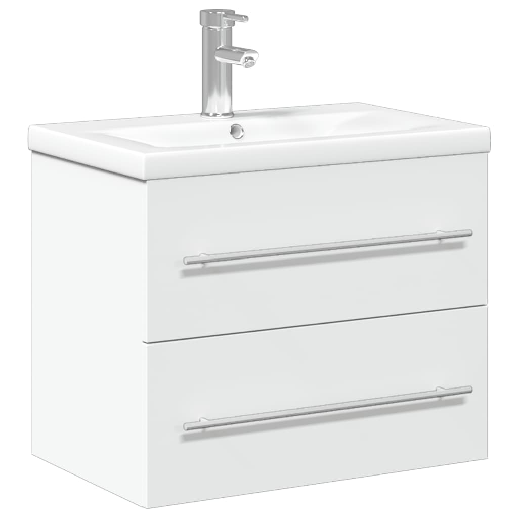 Vetonek Meuble de salle de bain avec lavabo blanc intégré
