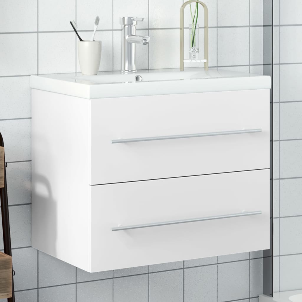 Meuble de salle de bain avec lavabo blanc intégré v5707 Vetonek