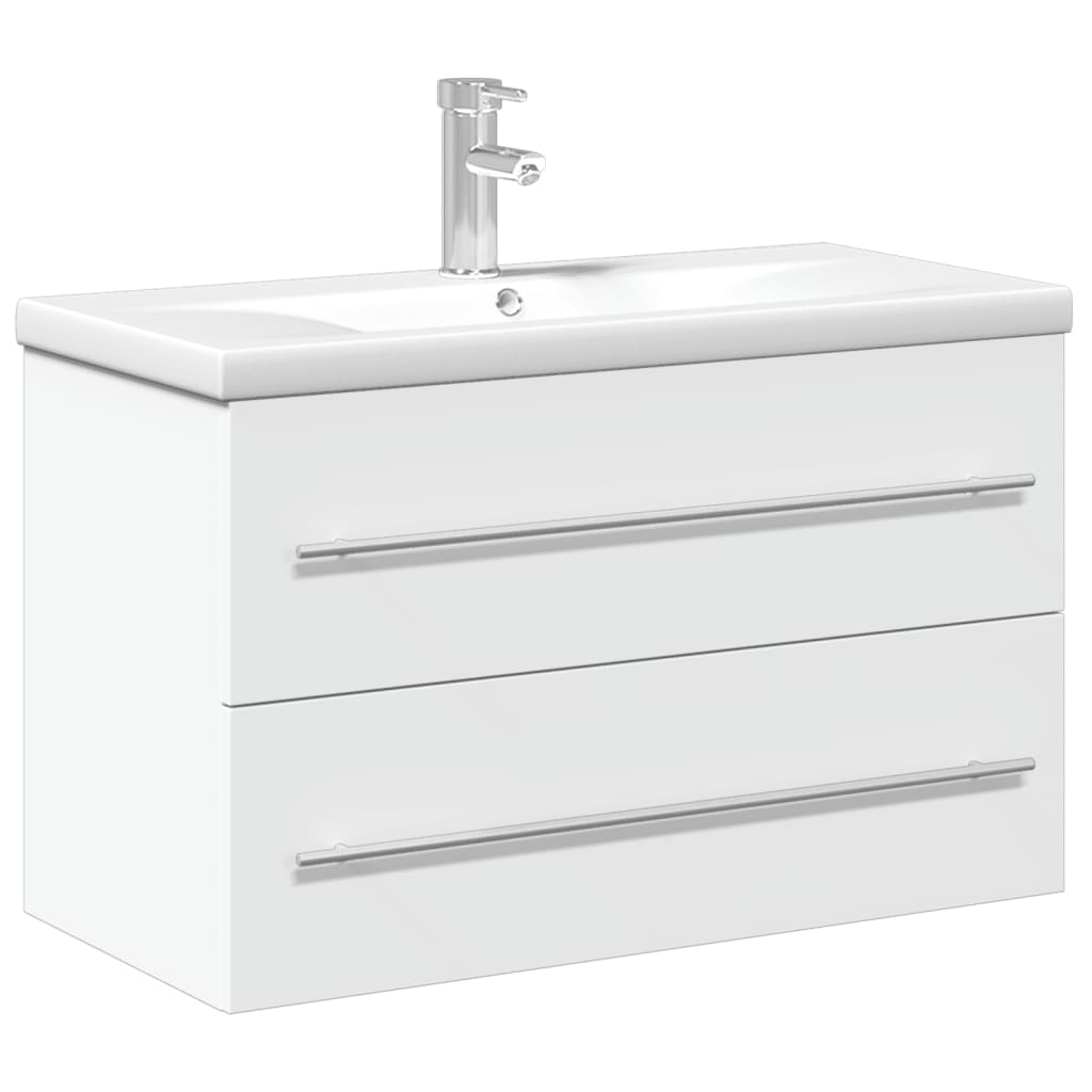 Meuble de salle de bain blanc avec lavabo intégré - Vetonek