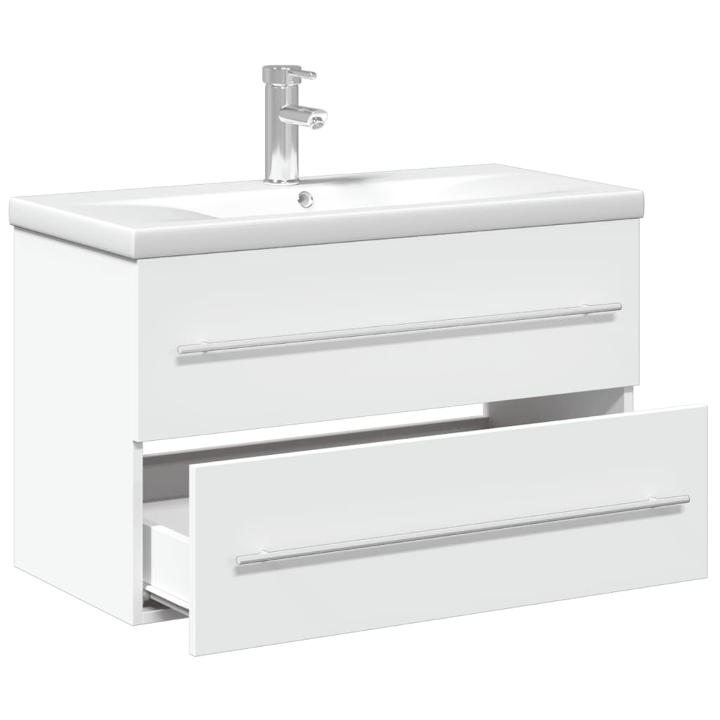 Meuble de salle de bain blanc avec lavabo intégré - Vetonek