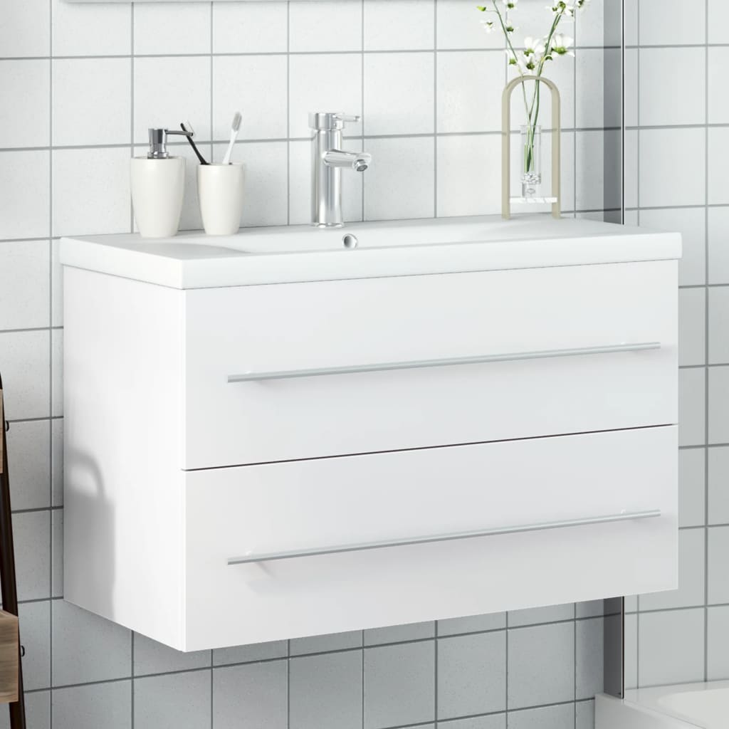 Meuble de salle de bain avec lavabo blanc intégré v5820 Vetonek
