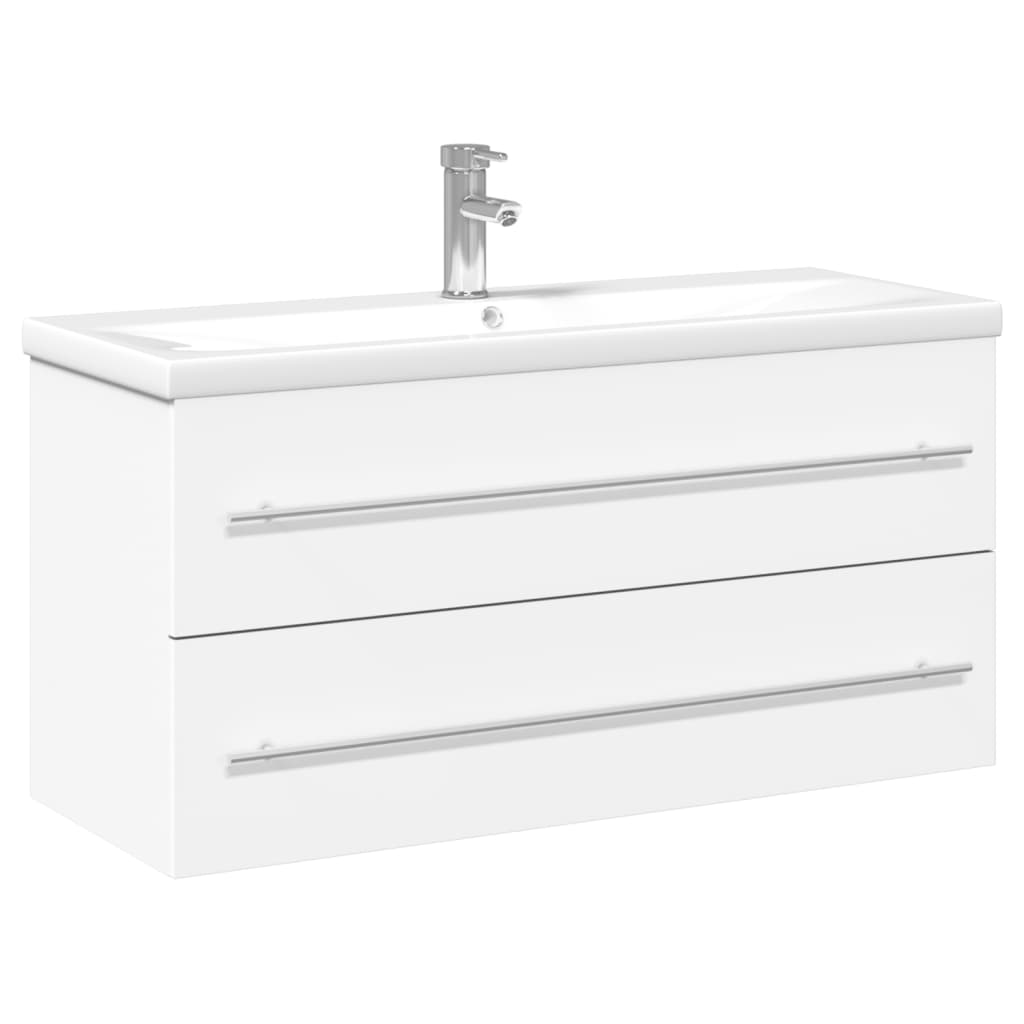 Vetonek Meuble de salle de bain avec lavabo blanc intégré