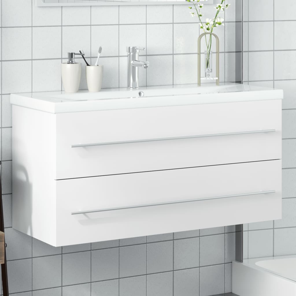 Meuble de salle de bain avec lavabo blanc intégré v6001 Vetonek