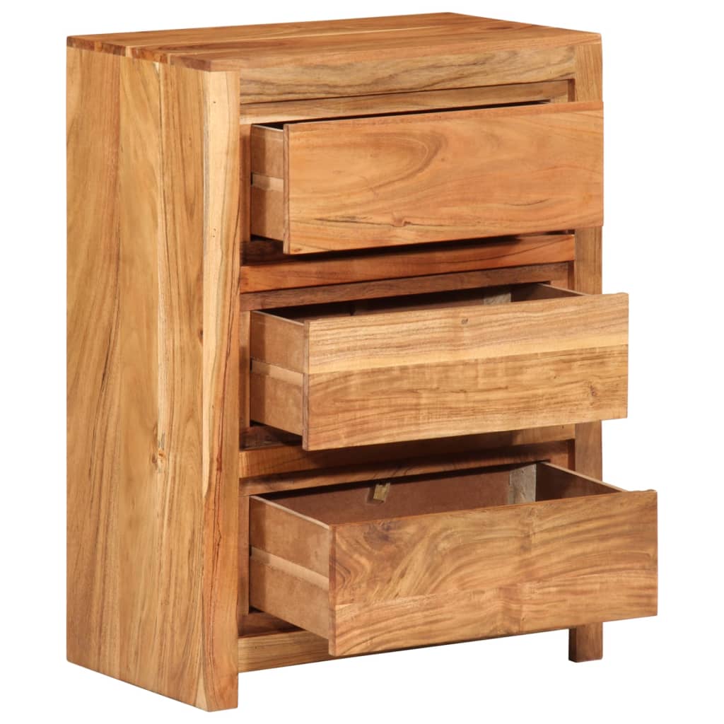 Commode à tiroirs Vetonek en bois d'acacia massif 55x33x75 cm