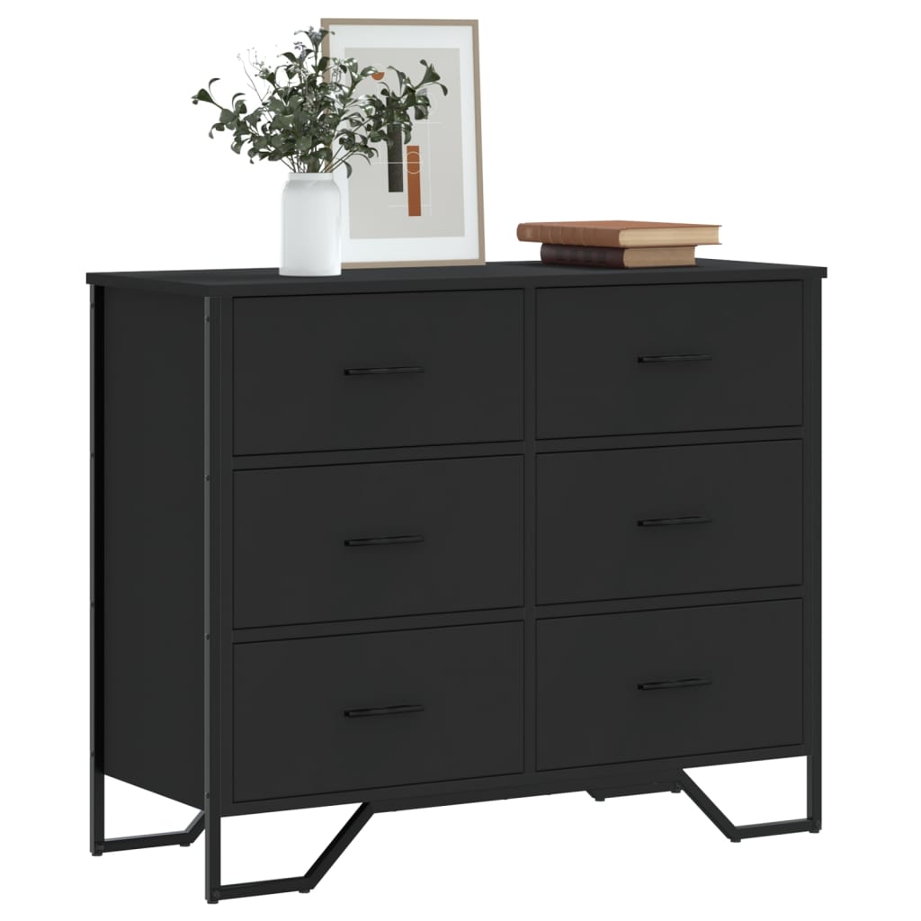 Commode en bois d'ingénierie noir 91x35,5x74,5 cm v4684 Vetonek