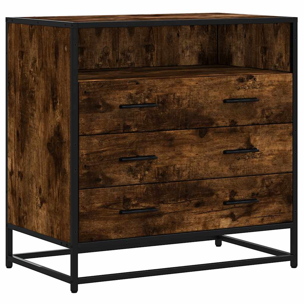 Vetonek Commode en contreplaqué de chêne fumé 70x41x70 cm