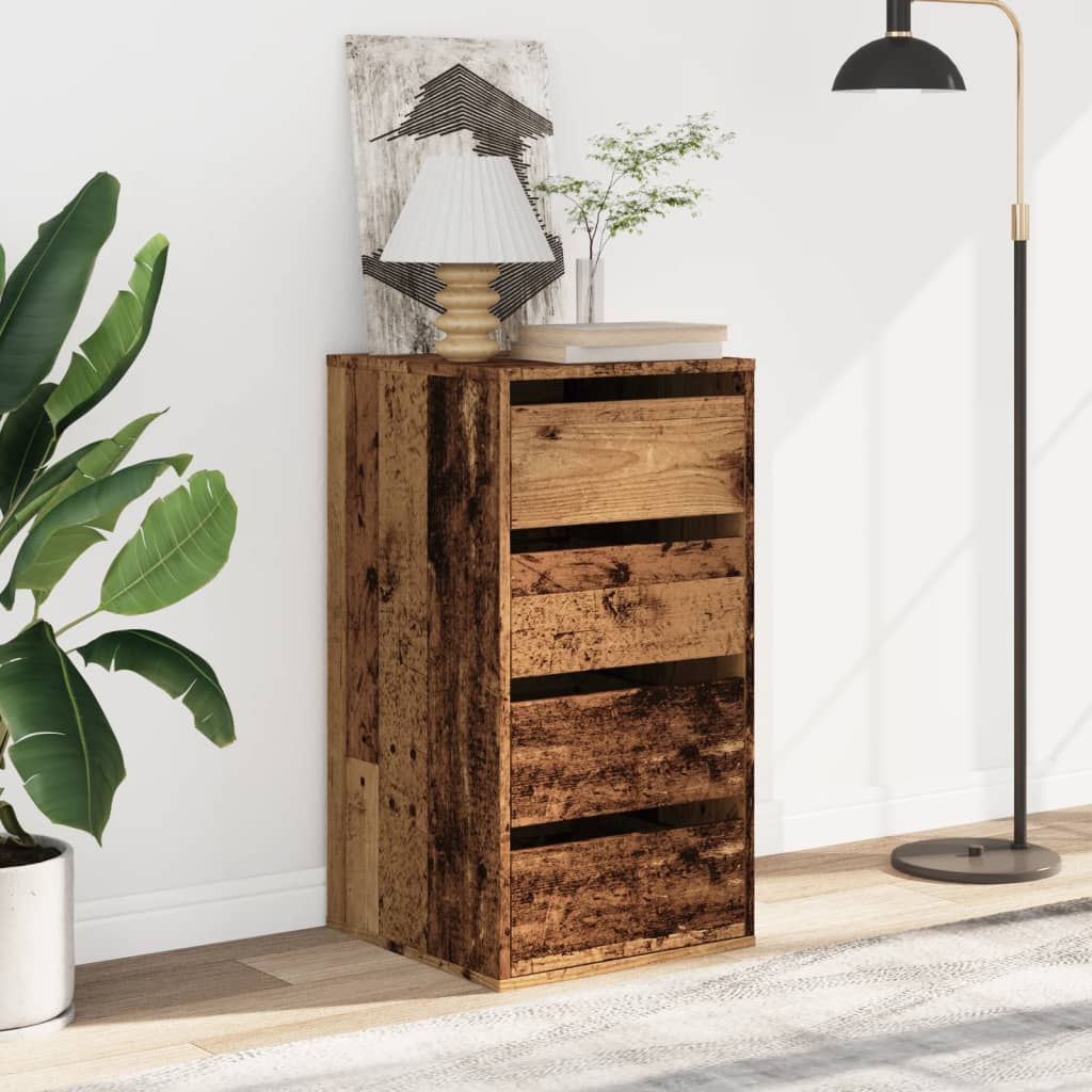 Commode d'angle en bois d'ingénierie vieilli 40x41x76 cm v1251 - Vetonek