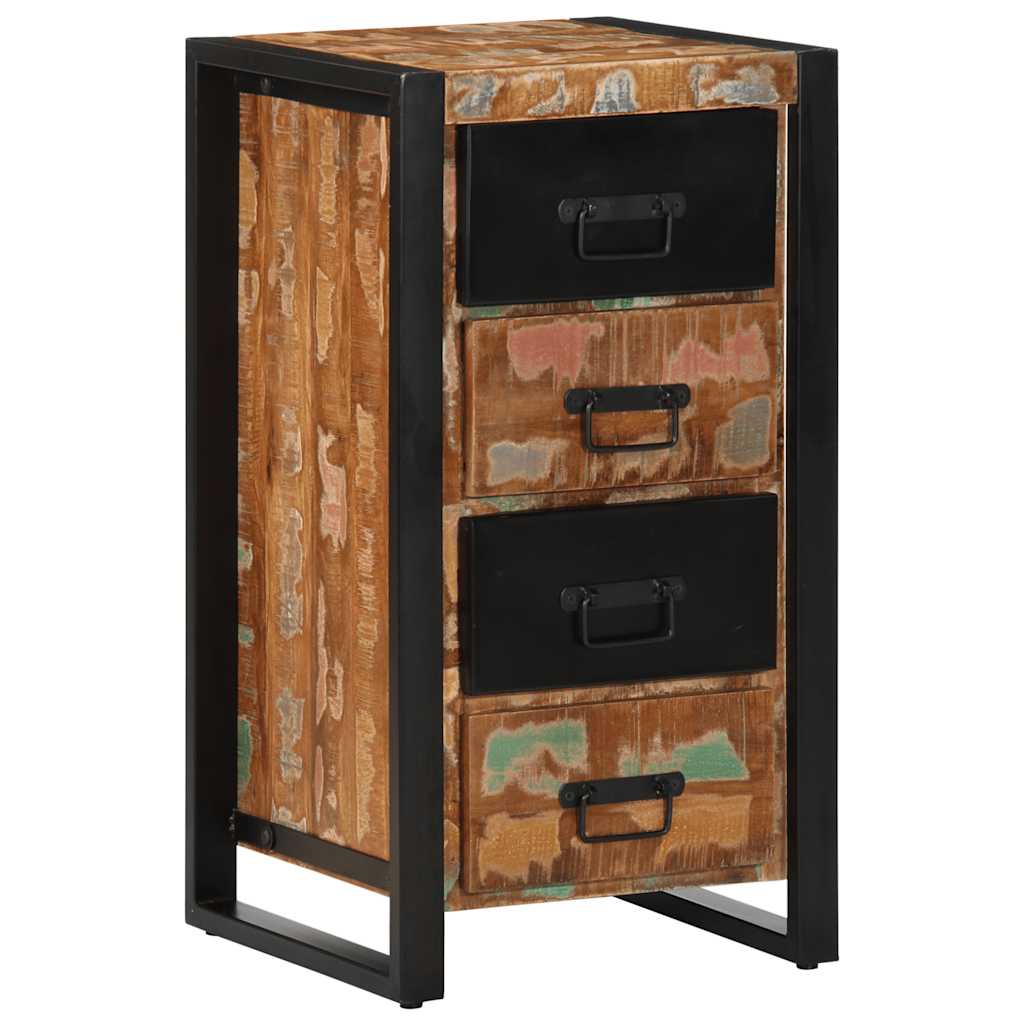 Commode en bois massif recyclé multicolore 40x40x90 cm v9553 Vetonek