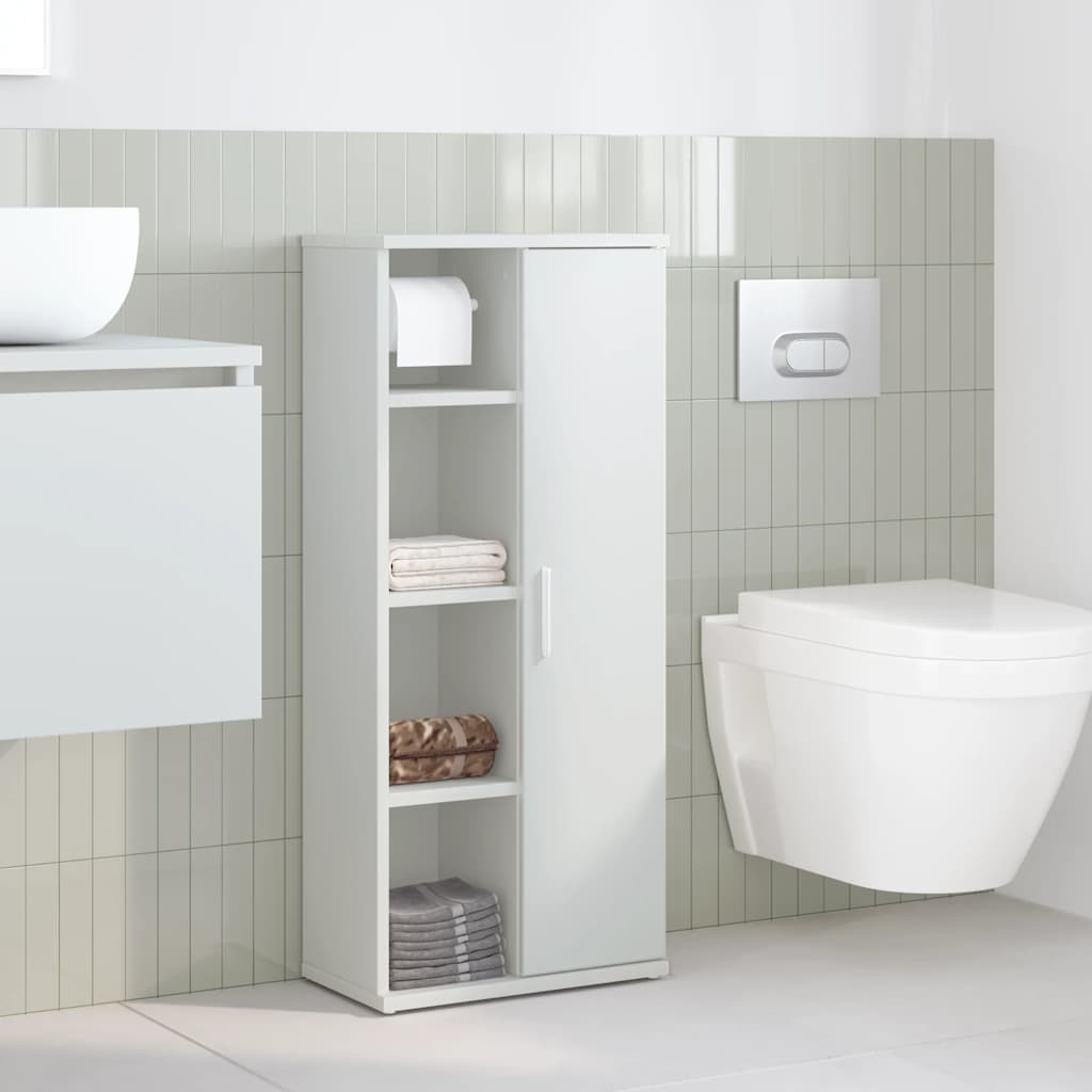 Meuble de salle de bain avec porte-papier toilette blanc 39x22x90 cm - Vetonek
