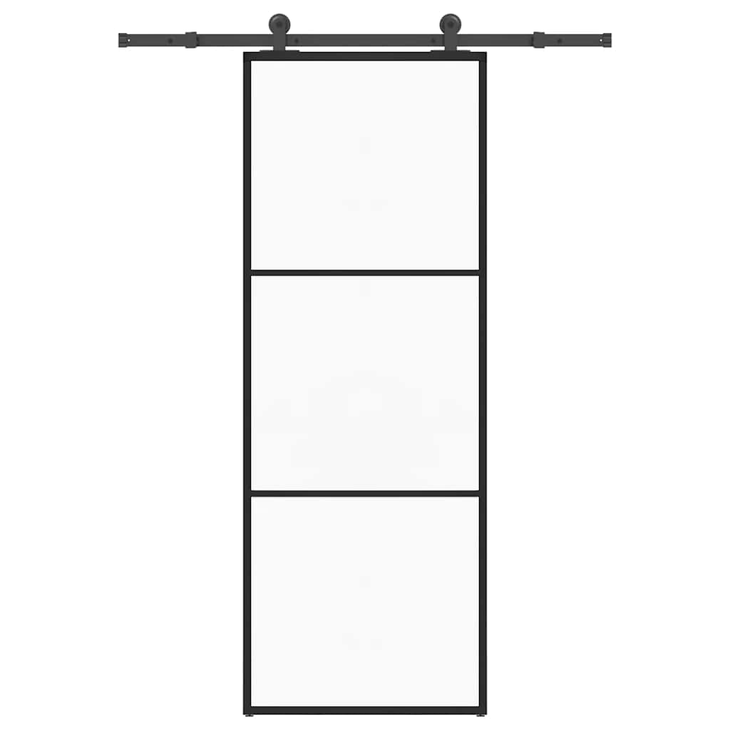 Porte coulissante avec kit de ferrures pour verre ESG en aluminium 76x205 cm 