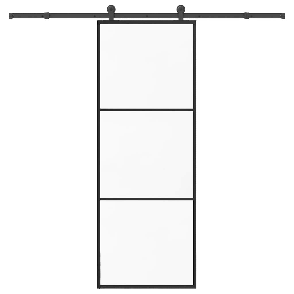 Porte coulissante avec kit de ferrures en verre ESG en aluminium 76x205 cm 