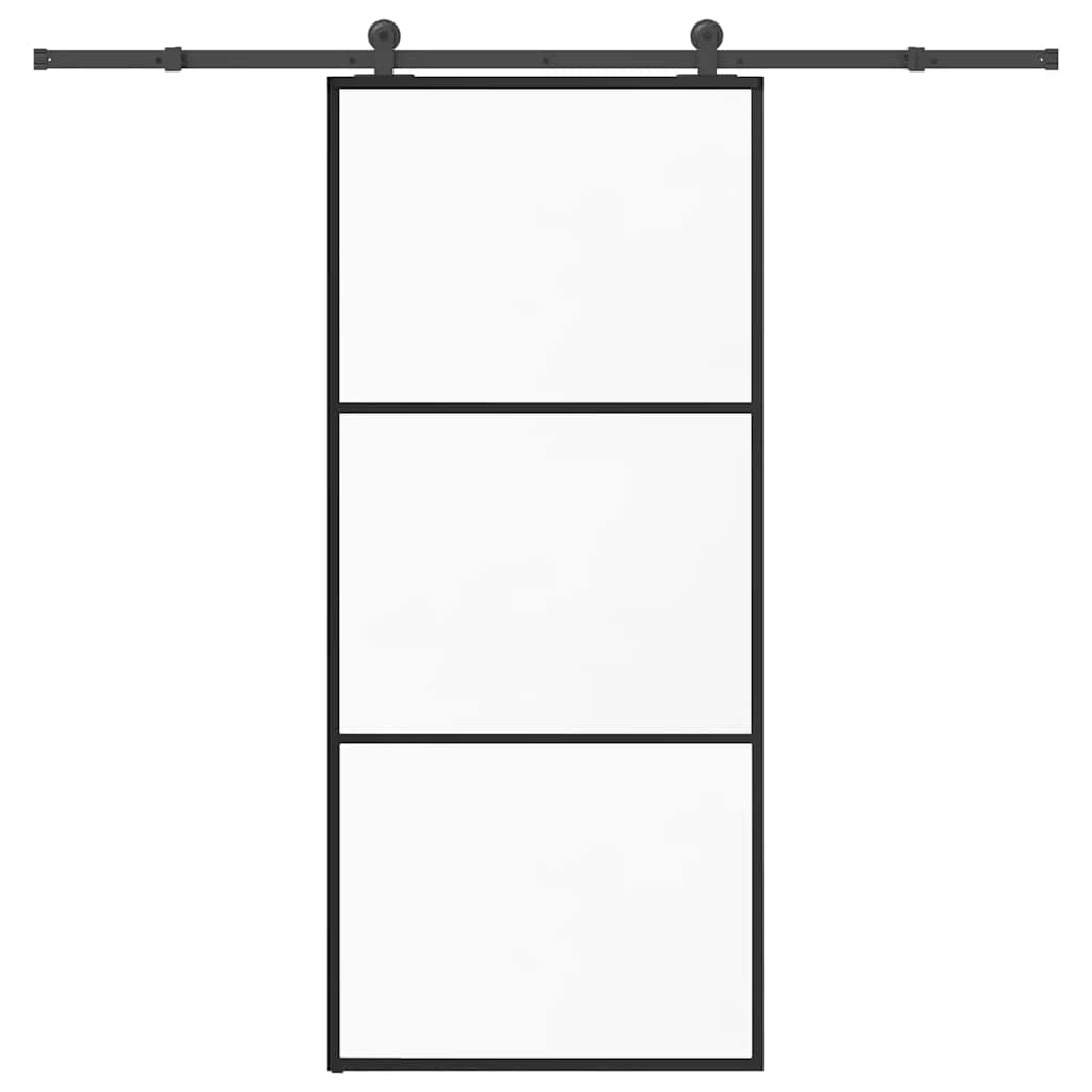 Porte coulissante avec kit de ferrures en verre ESG aluminium 90x205 cm 