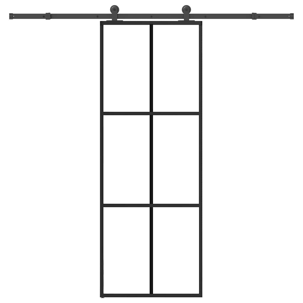 Porte coulissante avec ensemble de ferrures pour verre ESG en aluminium 76x205 cm 