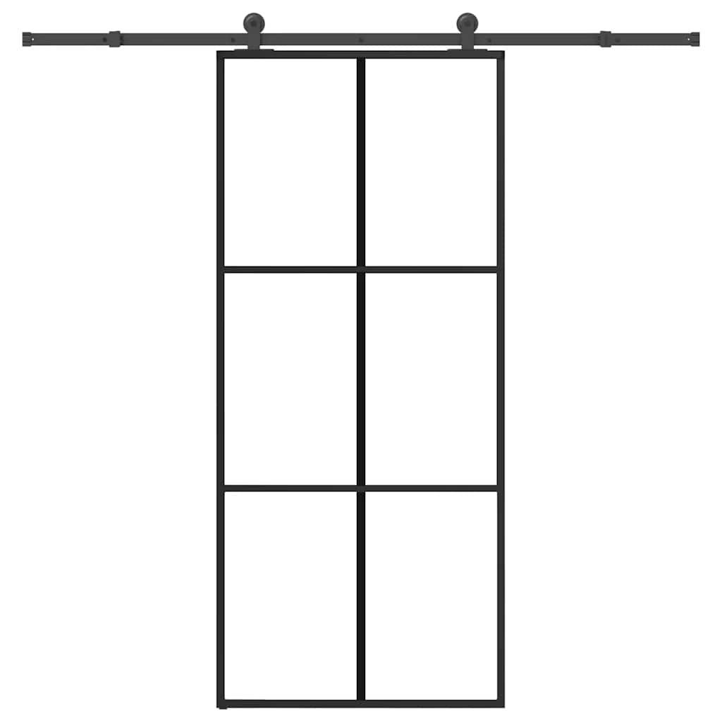 Porte coulissante avec kit de ferrures en verre ESG en aluminium 90x205 cm 