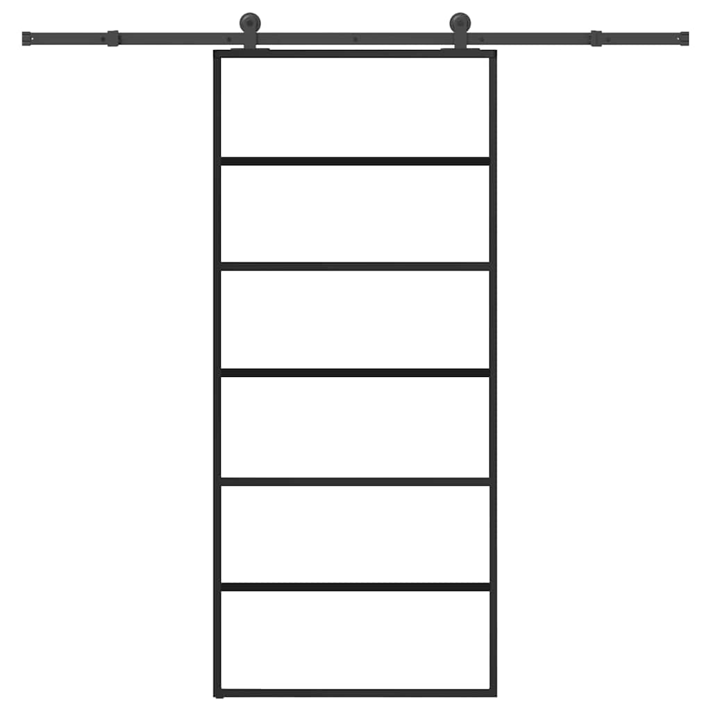 Porte coulissante avec kit de ferrures en verre ESG aluminium 90x205 cm 