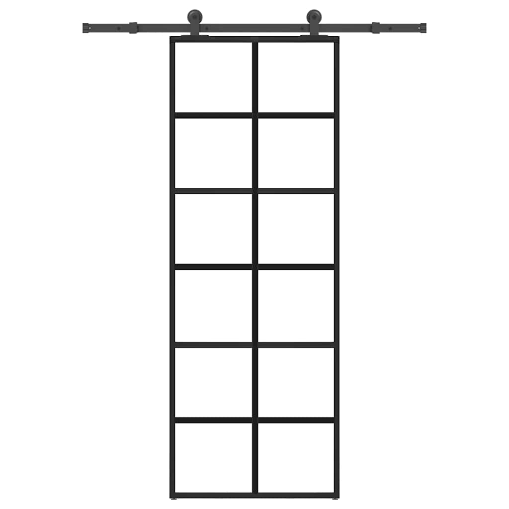 Porte coulissante avec kit de ferrures en verre ESG en aluminium 76x205 cm 