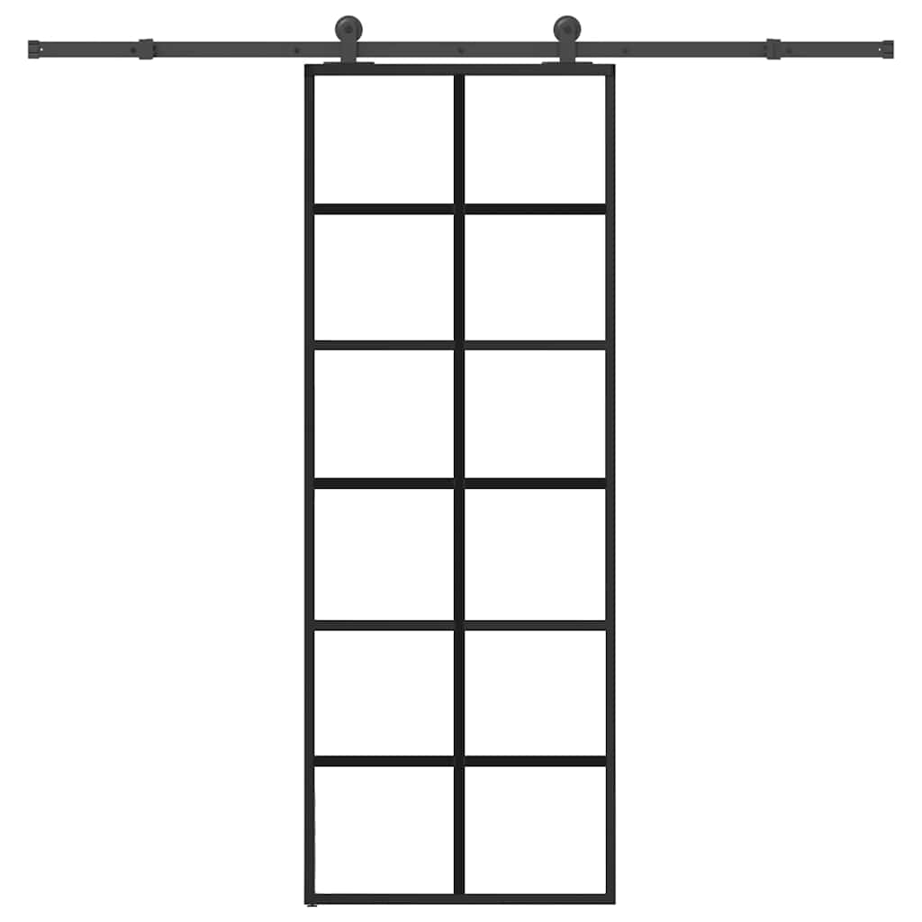 Porte coulissante avec kit de quincaillerie en verre ESG aluminium 76x205 cm 