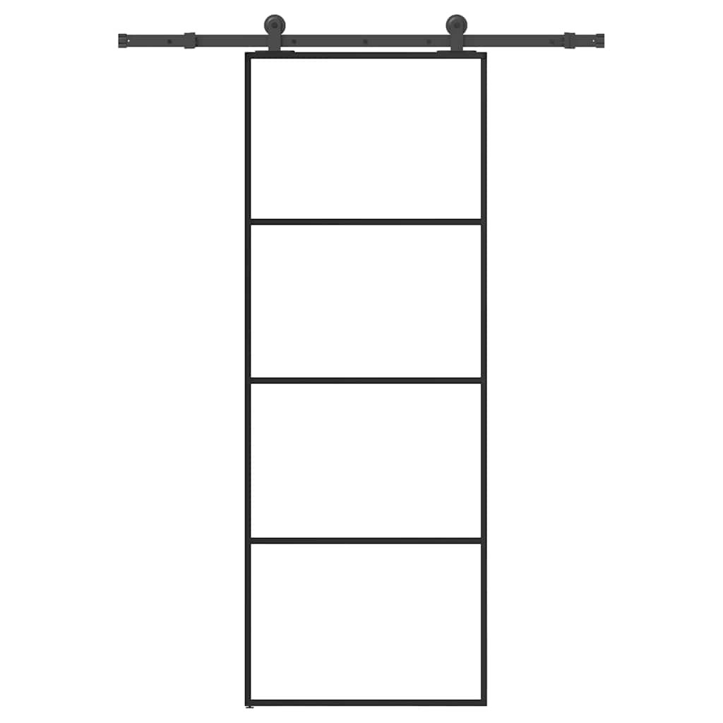Porte coulissante avec kit de ferrures en verre ESG aluminium 76x205 cm 