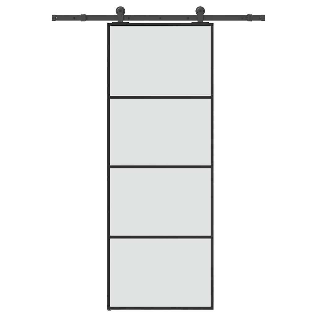 Porte coulissante avec kit de ferrures en verre ESG aluminium 76x205 cm 