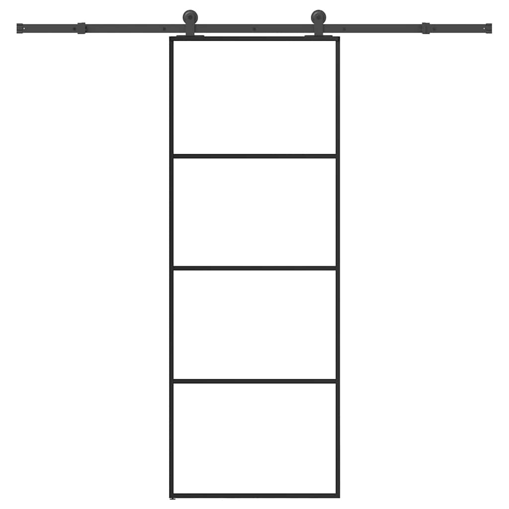 Porte coulissante avec kit de ferrures en verre ESG en aluminium 76x205 cm 