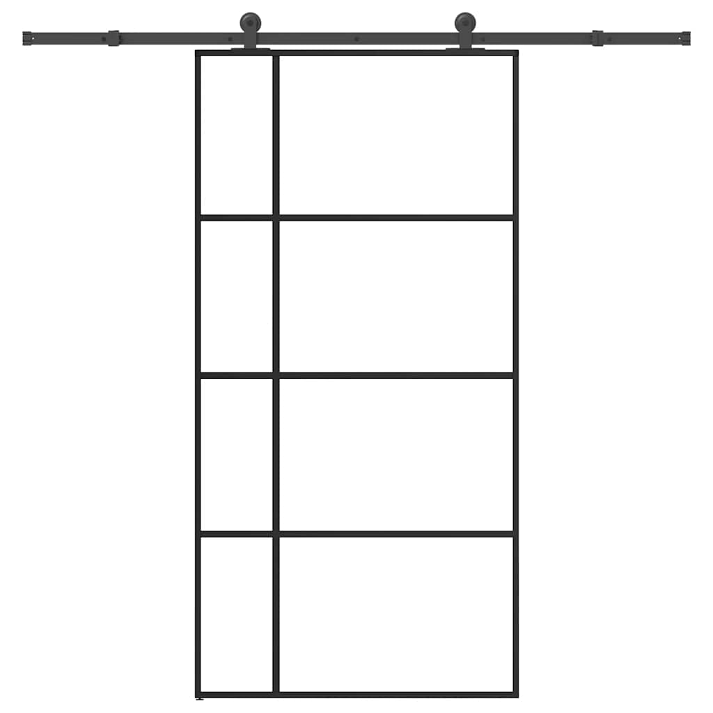 Puerta Corredera Vidrio Templado 2000x900mm — Acabado Negro