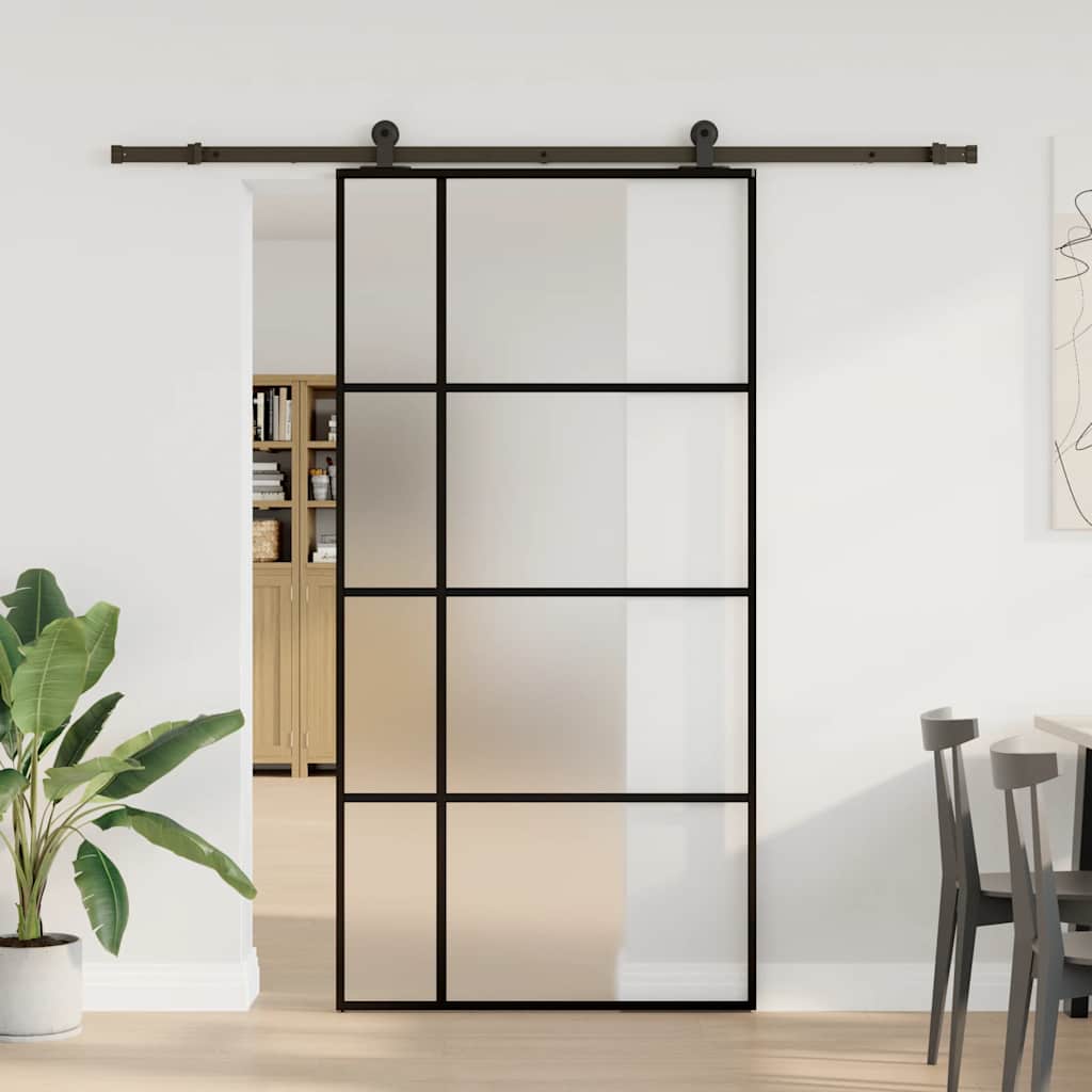 Porte coulissante en verre ESG aluminium 102,5x205 cm 