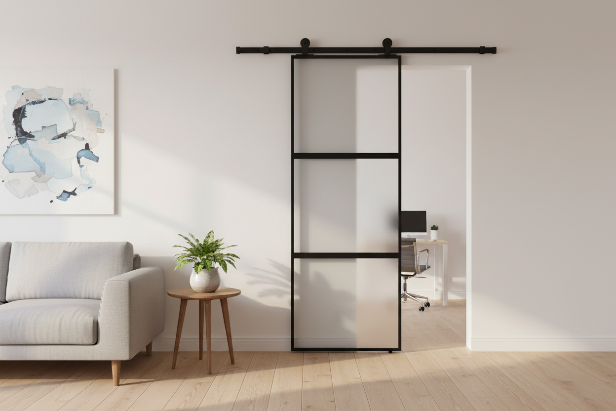 Puerta Corredera Vidrio Templado Aluminio 76x205cm