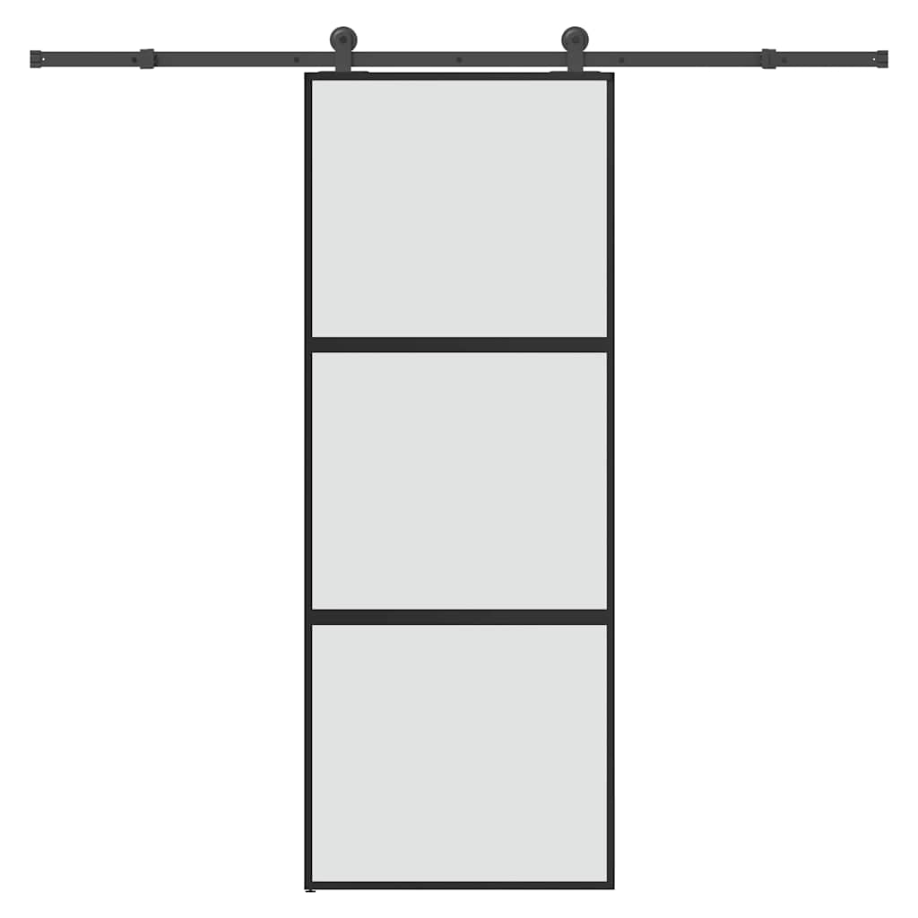 Puerta Corredera Vidrio Templado Negro 76x205cm