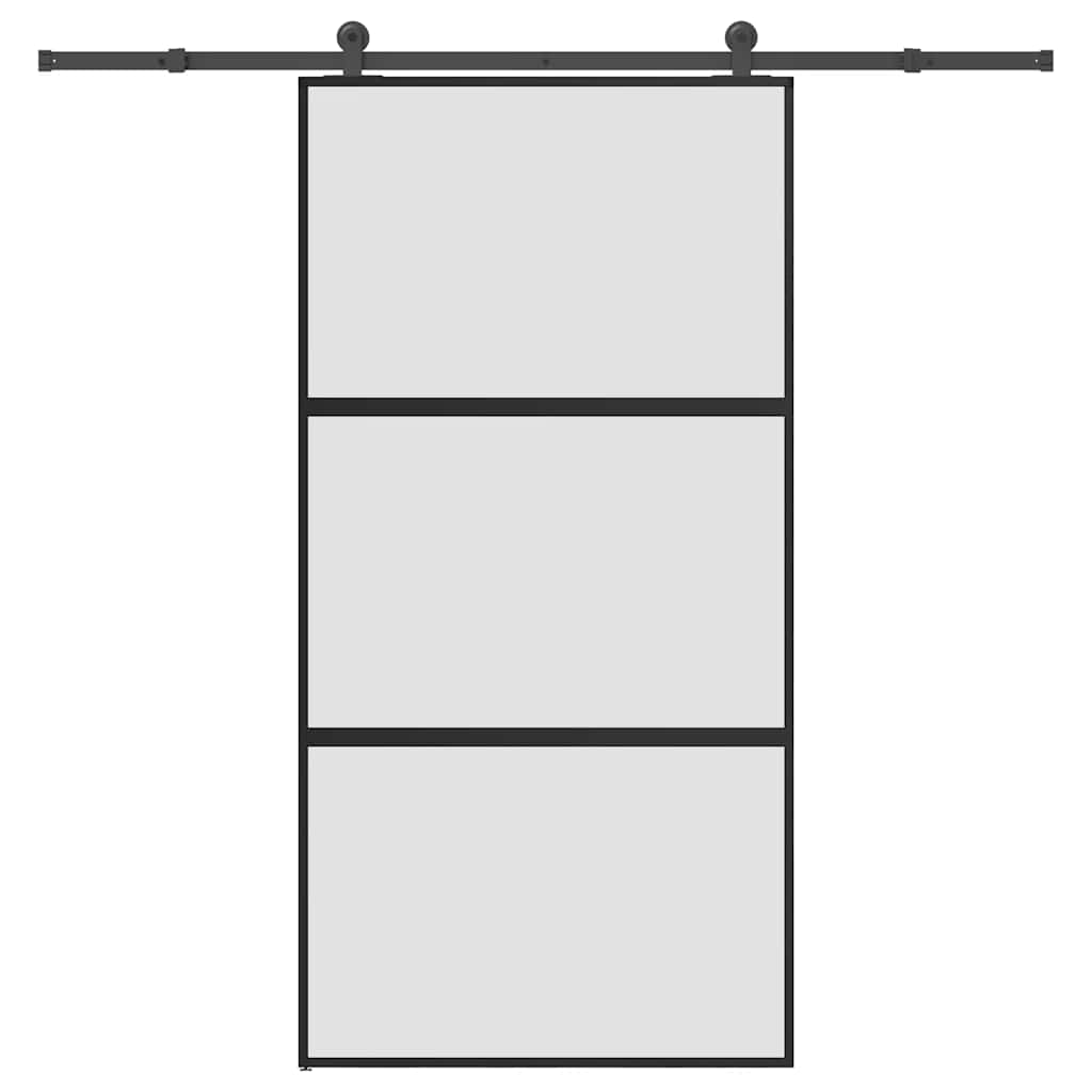 Puerta Corredera Vidrio Templado Negro 102,5 x 205 cm — Aluminio