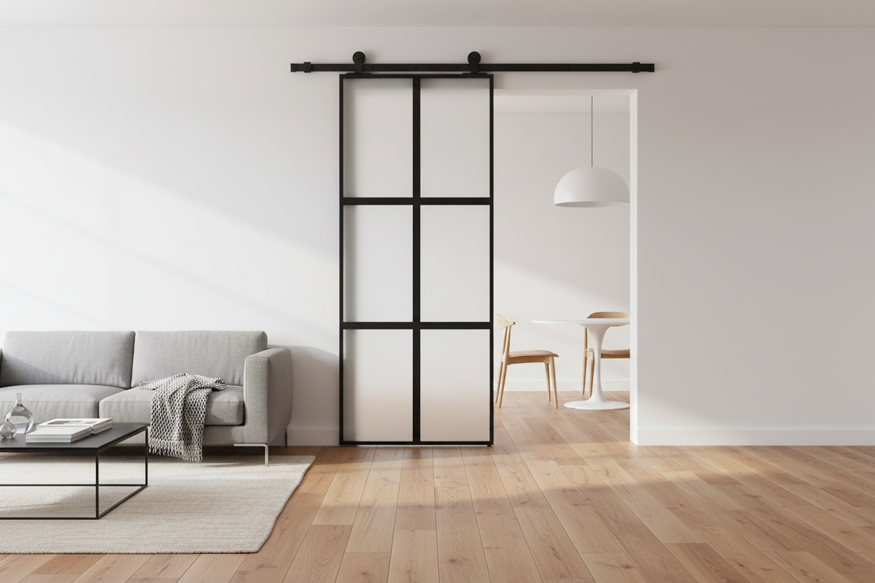 Puerta Corredera Vidrio Templado Negro 76x205cm