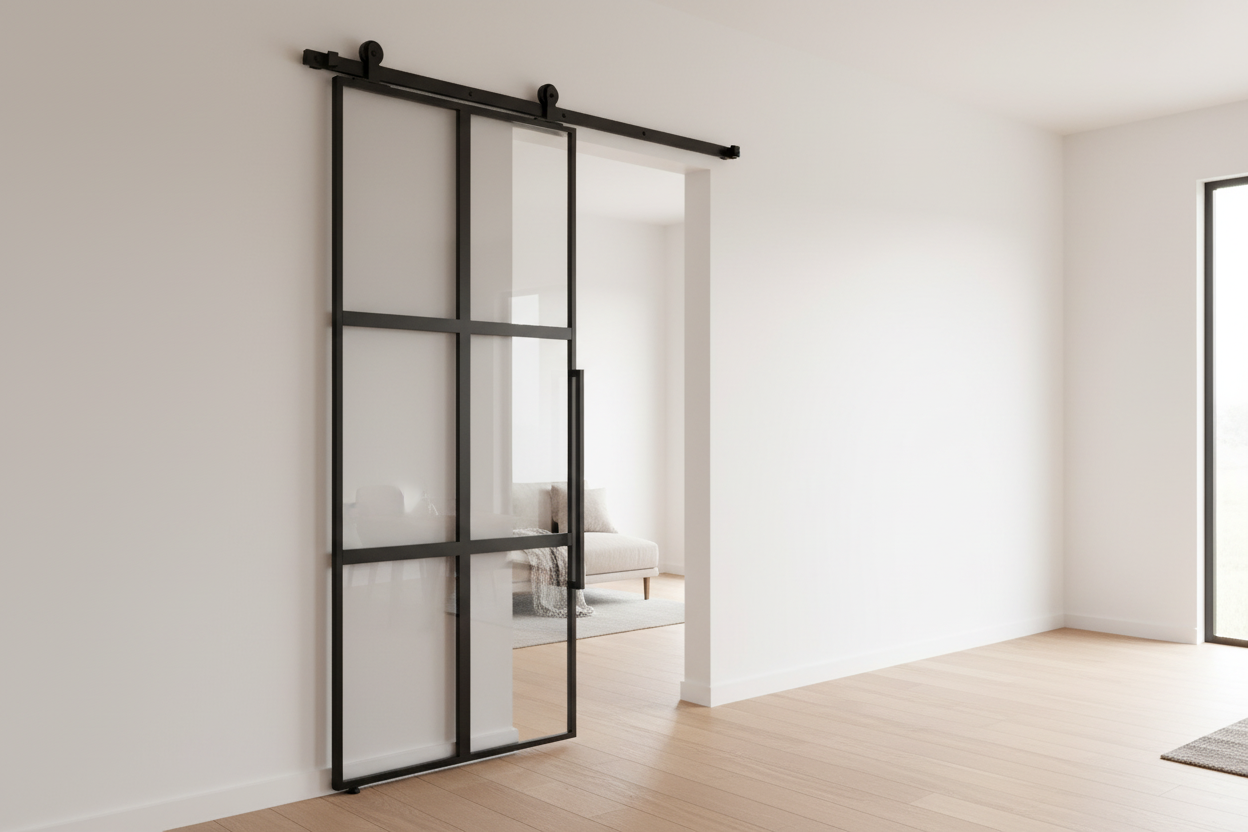 Puerta Corredera Vidrio Templado Aluminio 90x205cm