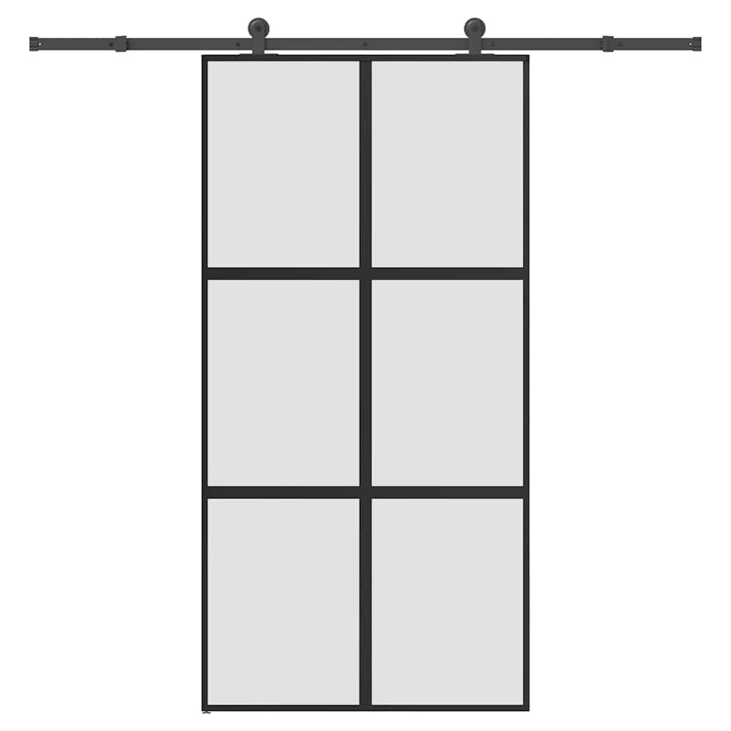 Puerta Corredera Vidrio Templado Negro 102,5x205cm — Kit de Herrajes Aluminio