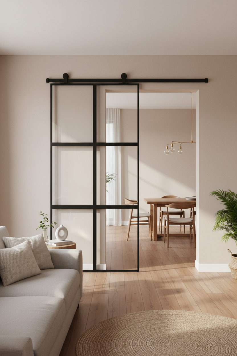 Puerta Corredera Vidrio Templado Negro 102,5x205cm — Kit de Herrajes Aluminio