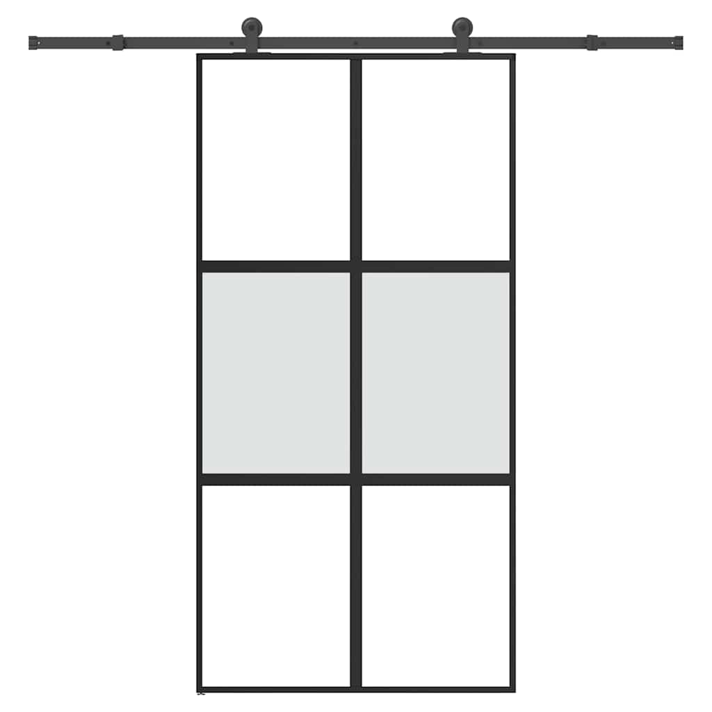 Porte coulissante en verre trempé 102,5 x 205 cm — Aluminium noir 