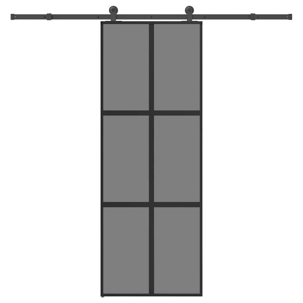 Porte coulissante avec quincaillerie en verre trempé aluminium 76x205 cm 