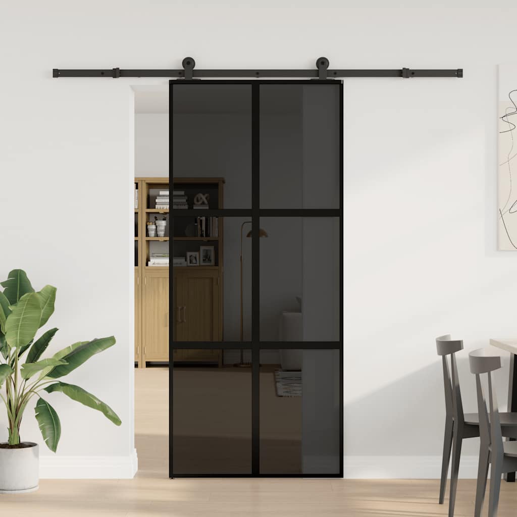 Porte coulissante en verre trempé et aluminium 90x205cm 