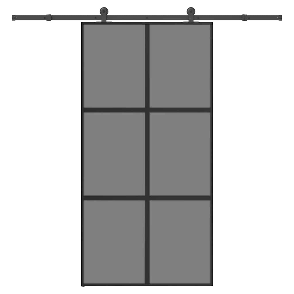 Porte coulissante en verre trempé 102,5 x 205 cm — aluminium noir 
